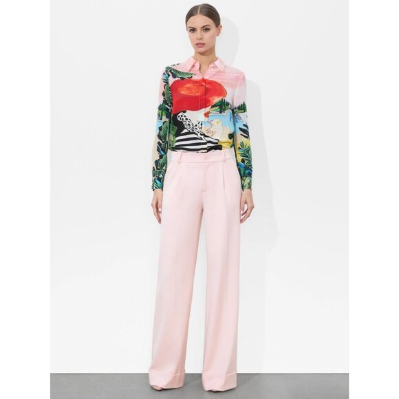 Alice + Olivia Willa Palm Beach Silk Blouse Medium NWT $350 - Picture 2 of 13